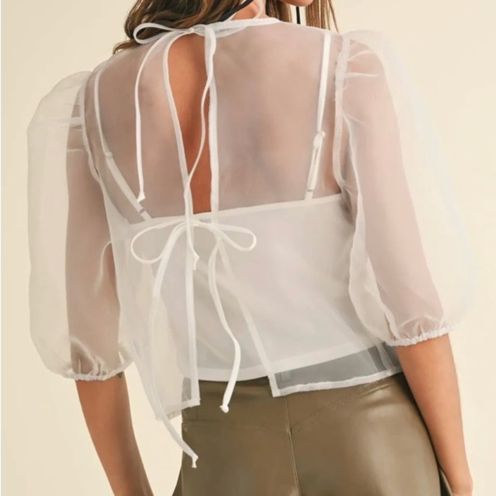 Evalyn Sheer White Top - Picture 4 of 6